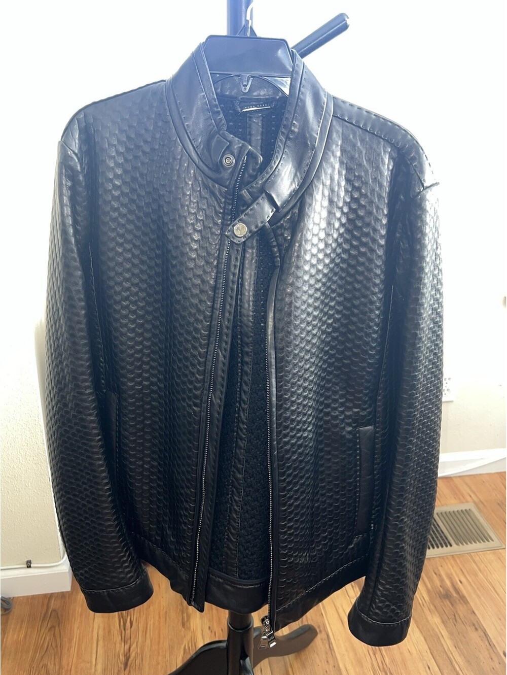 HUGO BOSS Tailored Bonded Lamb Nappa Leather Jacket Mens L Black Made in Turkey
